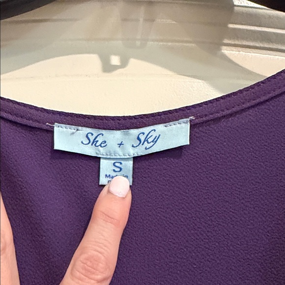 She + Sky Deep Purple V-Neck Romper - Picture 2 of 3